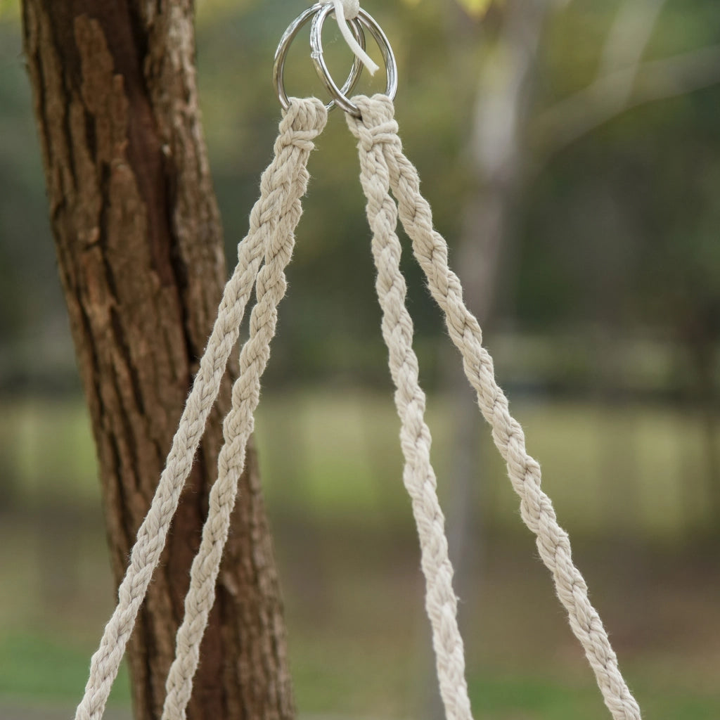 Sedia sospesa rotonda ¨C zephmum ¨C ?60 cm, corda di cotone, cuscino, 80x80x42 cm, beige