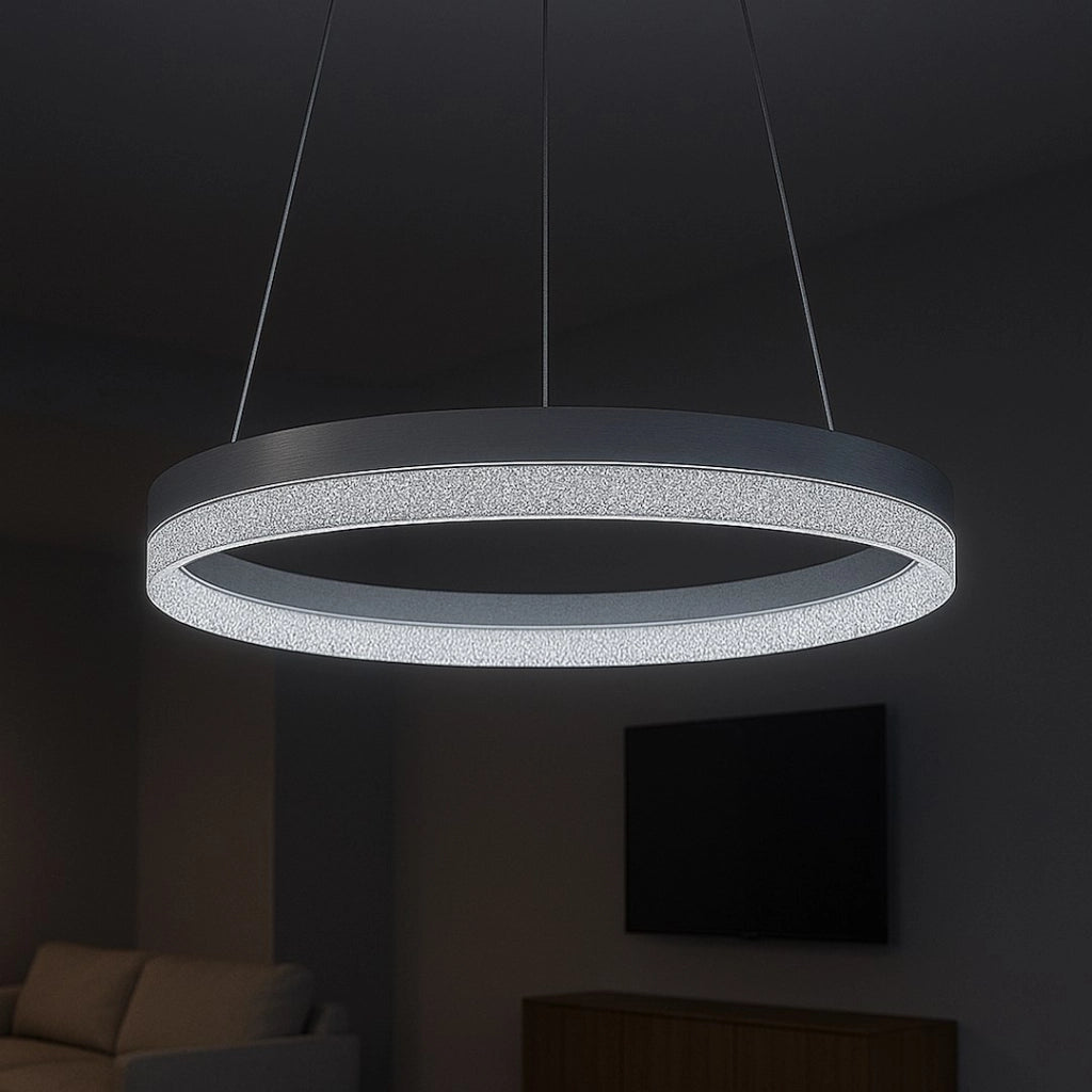 Lampada a sospensione moderna anello argento Ø50 LED 25W Milagro