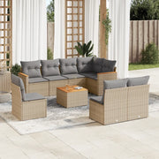 Set Divano da Giardino 9 pz con Cuscini Beige Misto Polyrattancod mxl 113063