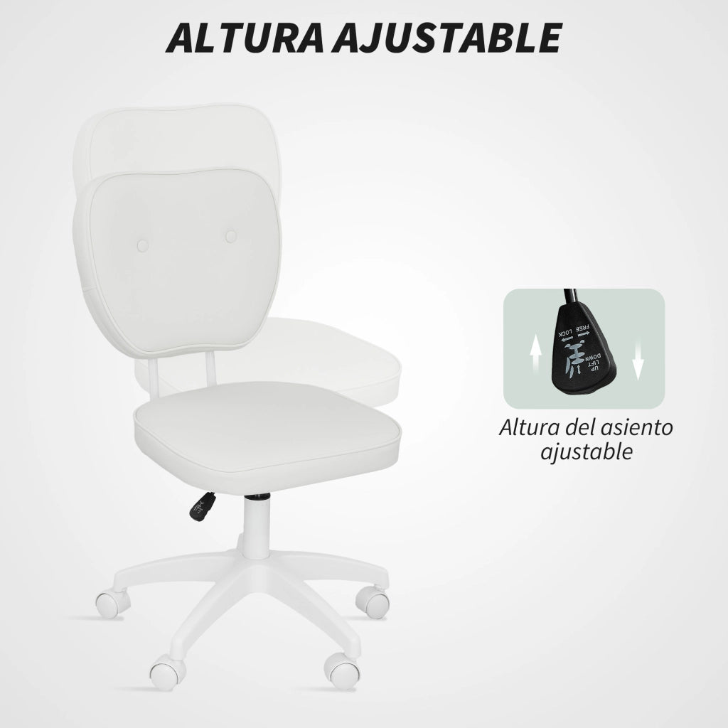 Sedia da Ufficio Giratoria Imbottita in PU ¨C zephmum ¨C Bianco 46x59x82-92 cm