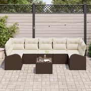 Set divani giardino  da 8 pezzi con cuscini Rattan sintetico marrone