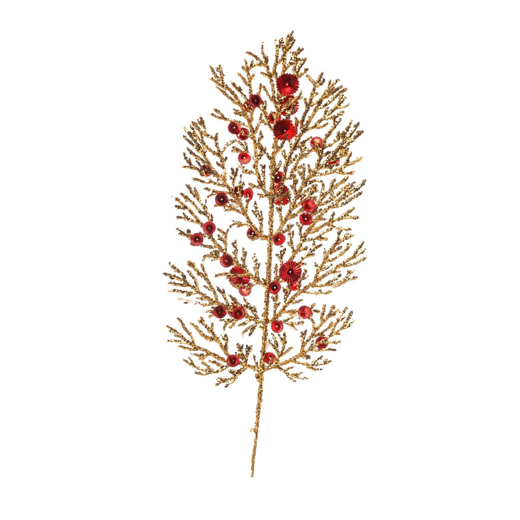 FOGLIA FELCE GLITTERATA CM.40 Rosso