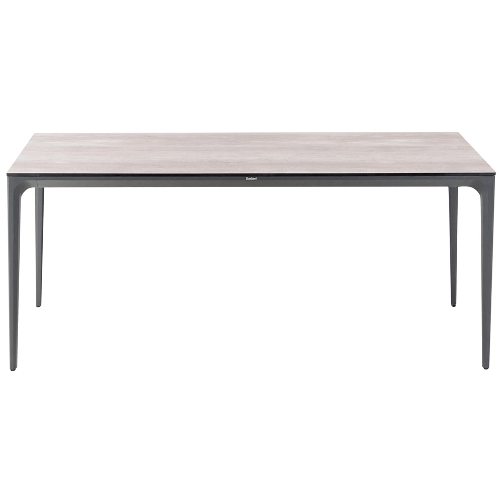 Tavolo da pranzo da giardino Piano in HPL grigio chiaro Telaio in alluminio grigio scuro Resistente ai raggi UV all'acqua e alla ruggine Stile moderno del patio esterno