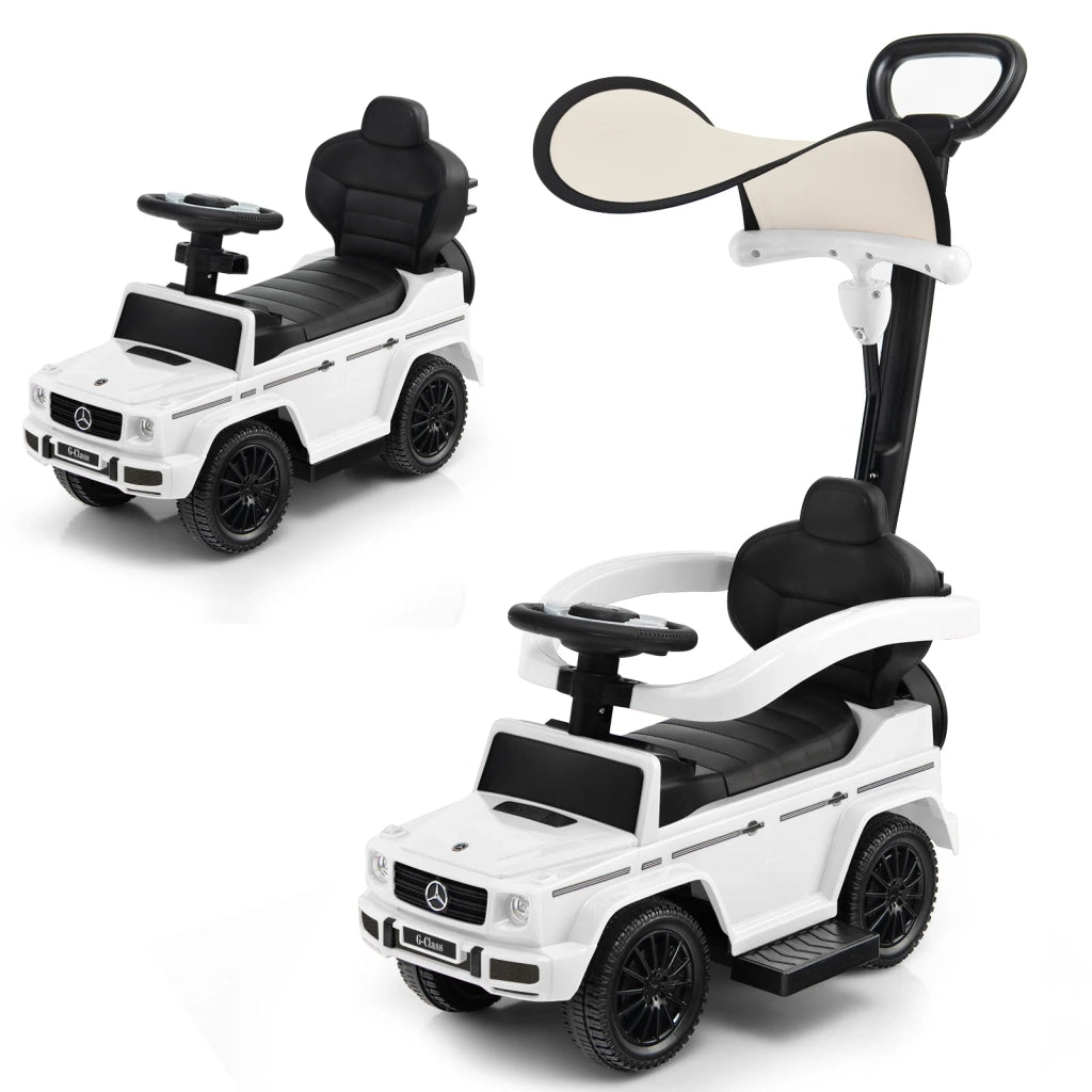 Macchina a spinta 3 in 1 per bambini 87 x 35 x 95 cm con tettuccio regolabile e suoni divertenti PP bianco 20_0014694