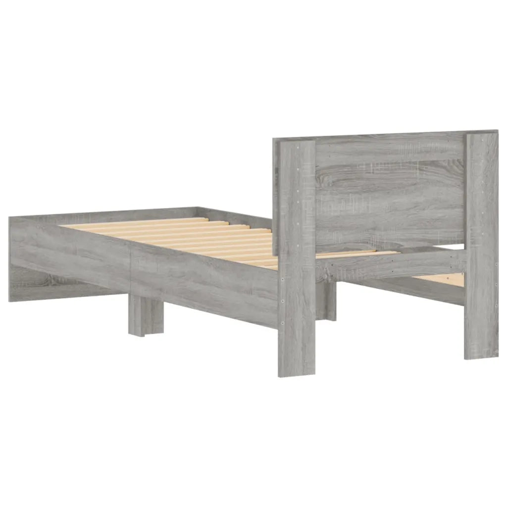 Giroletto con Testiera-Struttura Letto con testiera Grigio Sonoma 90x190cm Legno Multistrato
