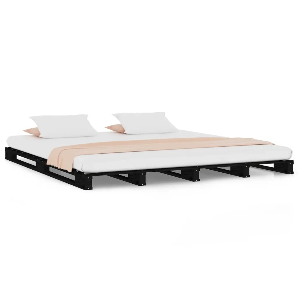 Letto a Pallet Nero 120x190 cm Small Double Legno di Pino