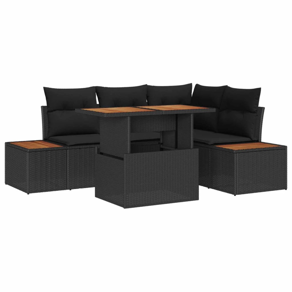 Set da Pranzo per Giardino con cuscino 5 pcs Nero e Marrone 3350065