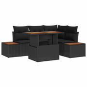 Set da Pranzo per Giardino con cuscino 5 pcs Nero e Marrone 3350065