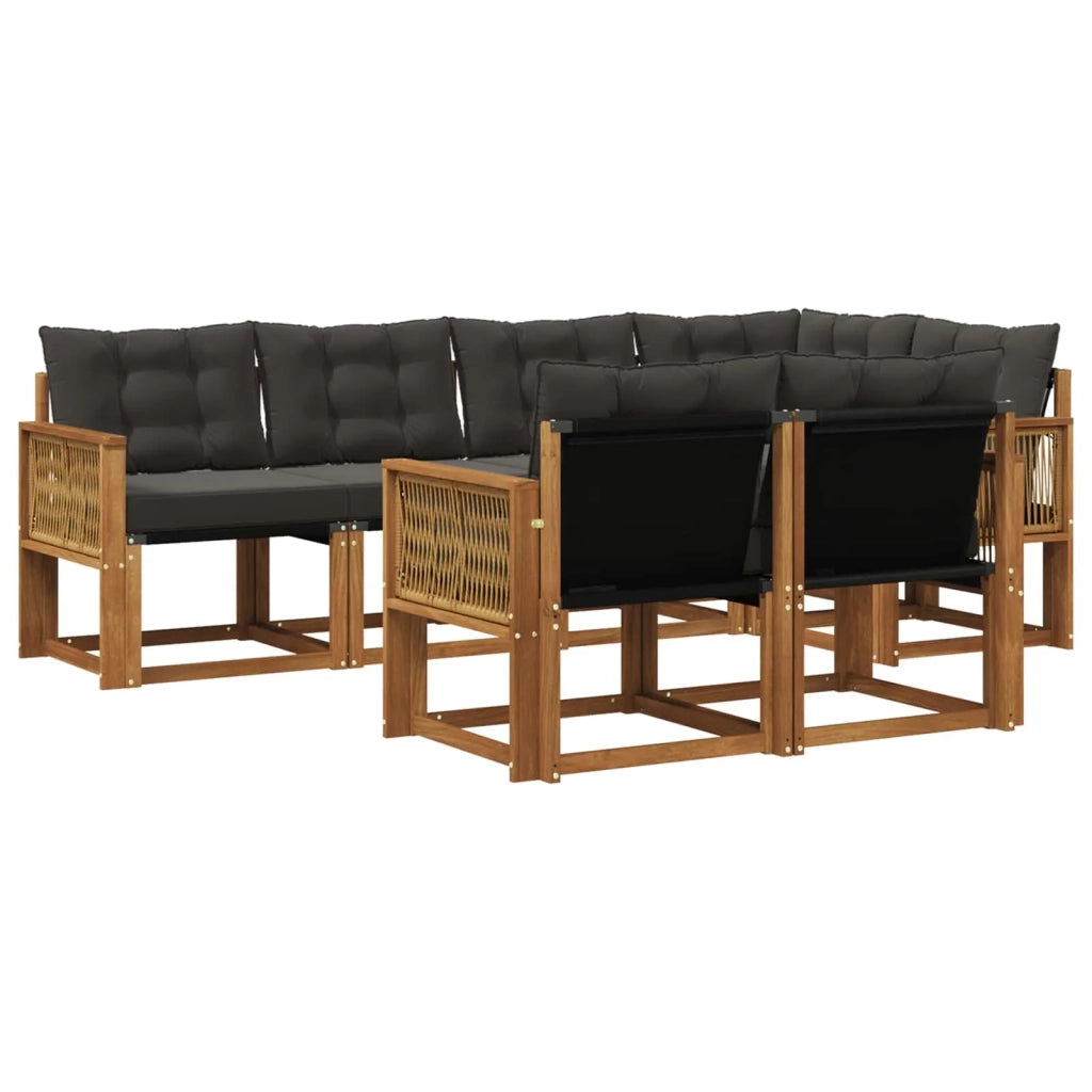 Set di divani da esterno 7 pz Naturale e Nero 3382020