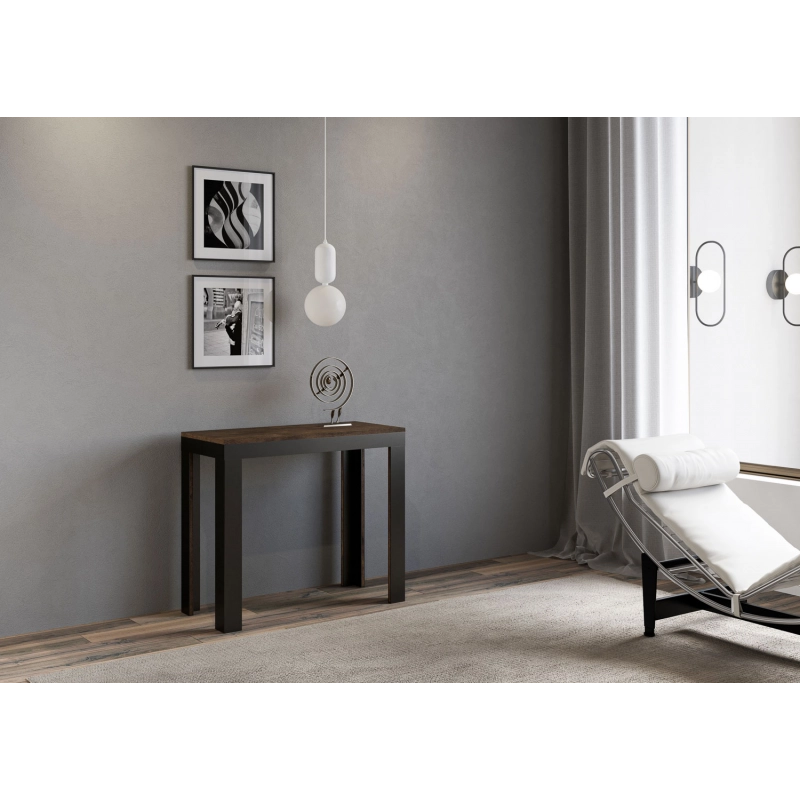 Consolle allungabile 90x40/300 cm Linea Evolution telaio Antracite - Noce