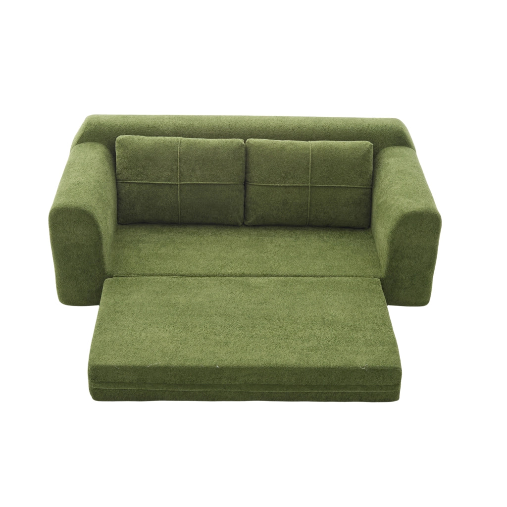 Divano letto 2 in 1 pieghevole, Mido-Velvet Army Green, 179x95x79 cm