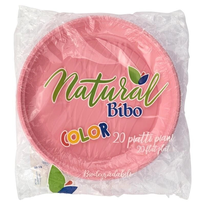 MAURY'S PIATTI PIANI BIOPLASTIC DIAMETRO 21,5 CM 20 PEZZI IN COLORAZIONE ROSA