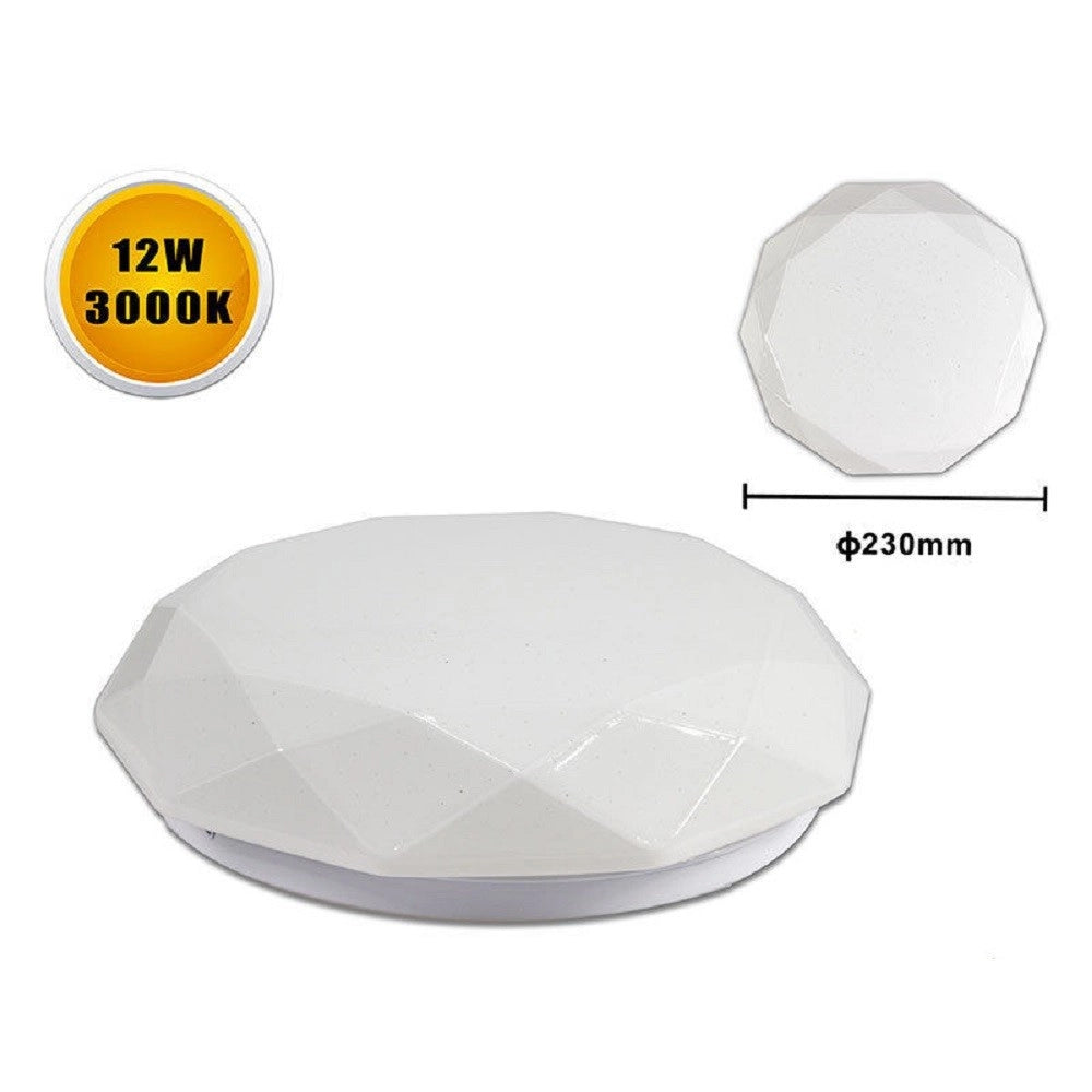 Trade Shop - Plafoniera Soffitto Lavorata 12 Watt 24 Led Smd 5730 Luce 3000k 4000k 6500k C-02 -