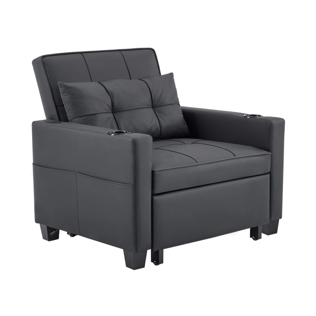 Divano Letto Singolo Estraibile ¨C MINIMAL ¨C con Portabicchieri e USB, Poltrona Relax