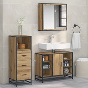 Set di mobili per il bagno con porta 3 pcs Rovere artigianale 3402525