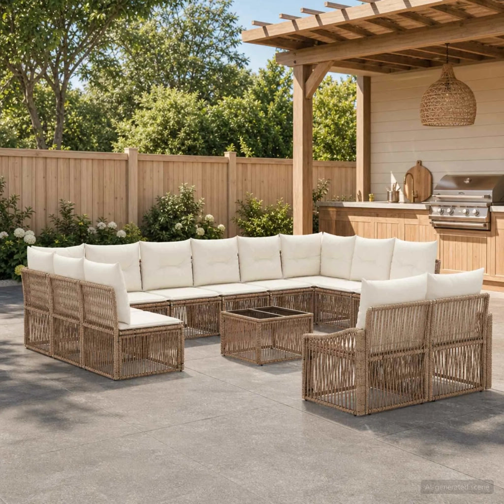 Set Divano da Giardino 13 pcs Beige polyrattan 3436155