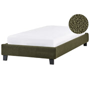 Letto singolo in bouclé verde scuro con rete a doghe 90 x 200 cm stile moderno