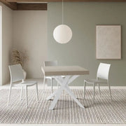 Tavolo allungabile 90/194x90 cm Clerk cashmere gambe bianche