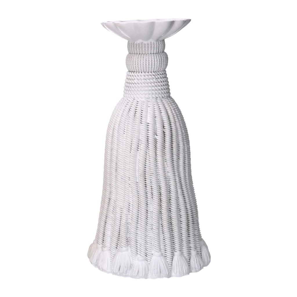 Portacandele resina nappina bianco cm Ø14xh25,6