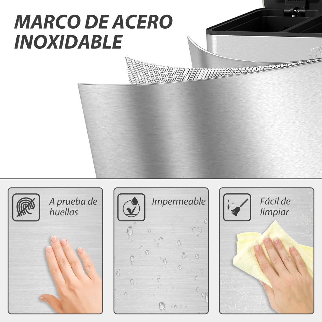 Cestino per Rifiuti da Cucina ¨C zephmum ¨C Acciaio Inox 3x10L con Pedale