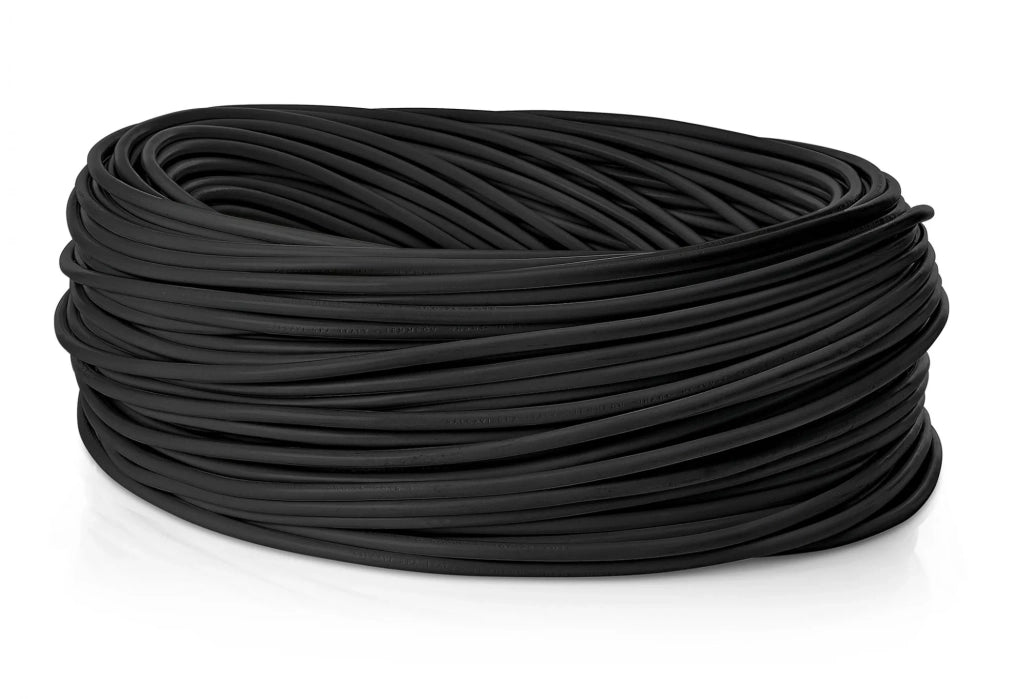 Rolla 50 mt cavo elettrico 2x0,75 mm rivestito in tessuto nero