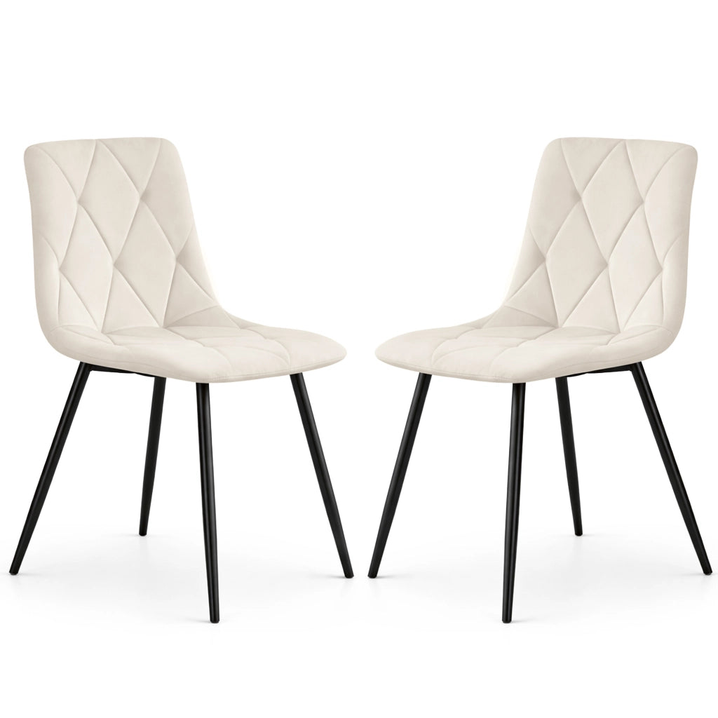 Set di 2 Sedie in velluto trapuntate MILO Beige gambe nere