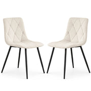 Set di 2 Sedie in velluto trapuntate MILO Beige gambe nere