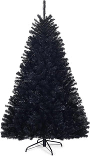Albero di Natale Nero 180/225 cm, Albero di Natale Artificiale con 1036/1258 Rami Folti e Base di Metallo con Cuscinetti Antiscivolo, Ideale per Halloween e Natale (180x Ø112cm)