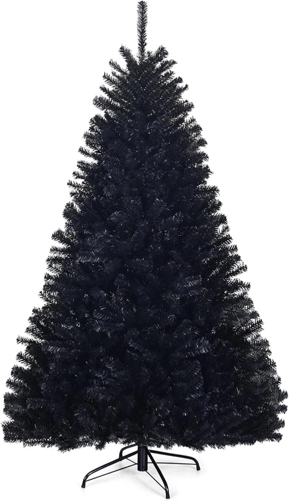 Albero di Natale Nero 180/225 cm, Albero di Natale Artificiale con 1036/1258 Rami Folti e Base di Metallo con Cuscinetti Antiscivolo, Ideale per Halloween e Natale (180x Ø112cm)