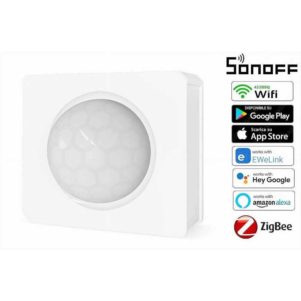 Trade Shop - Sensore Di Movimento Wifi 433 Mhz Zigbee Gestibile Da Smartphone Sonoff Snzb-03 -