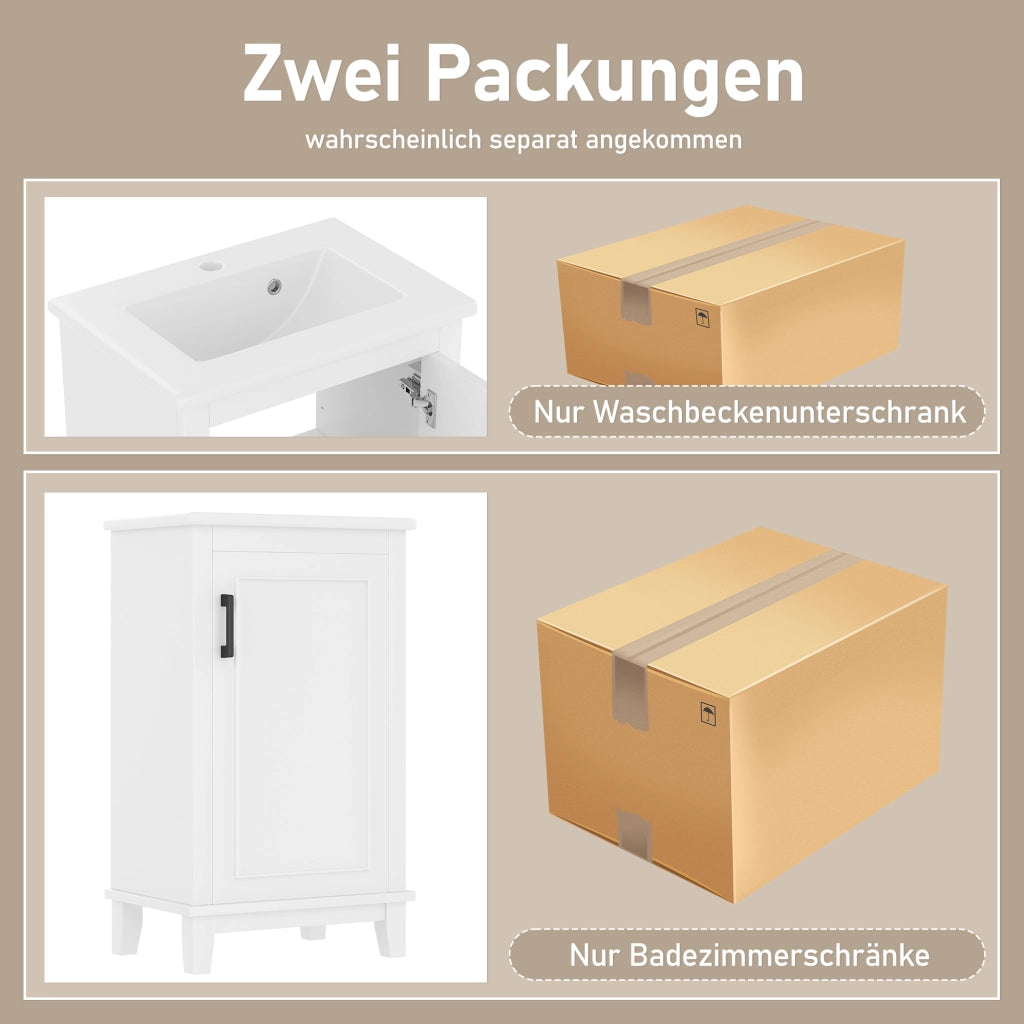 Mobile sottolavabo da terra con lavabo integrato in ceramica ripiano regolabile MDF bianco 51 × 34 × 83 cm