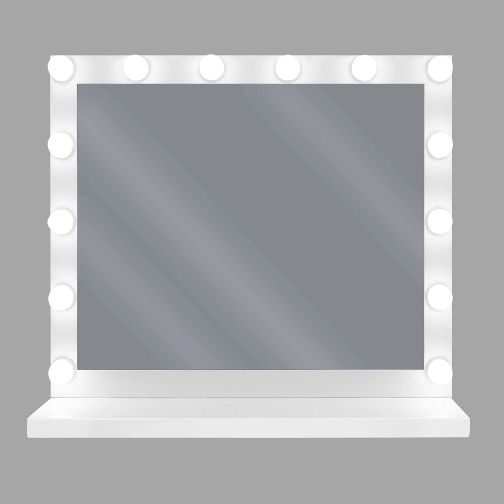 Specchio da toeletta con LED Tavolo da toeletta rettangolare in metallo bianco 50 x 60 cm con lampadine illuminate Hollywood