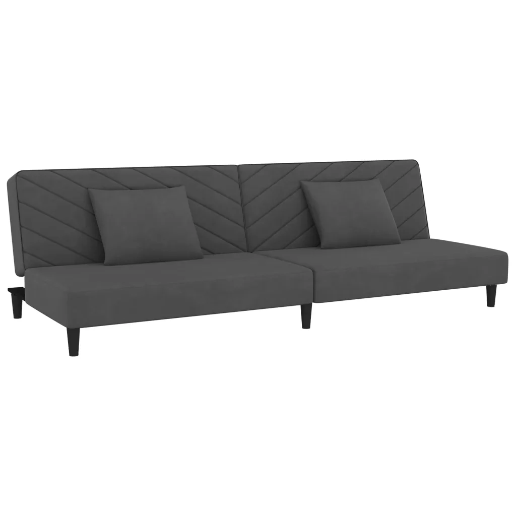 Divano Letto a 2 Posti con 2 Cuscini Grigio Scuro in Vellutocod mxl 111560