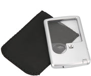 Vergrootglas portatile con lente 3X e 6X - LED illuminato - con custodia in pelle