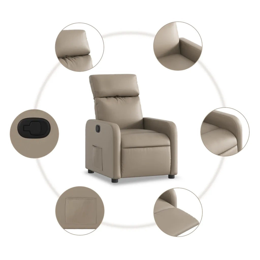 Poltrona | Sedia Relax Reclinabile Cappuccino in Similpelle