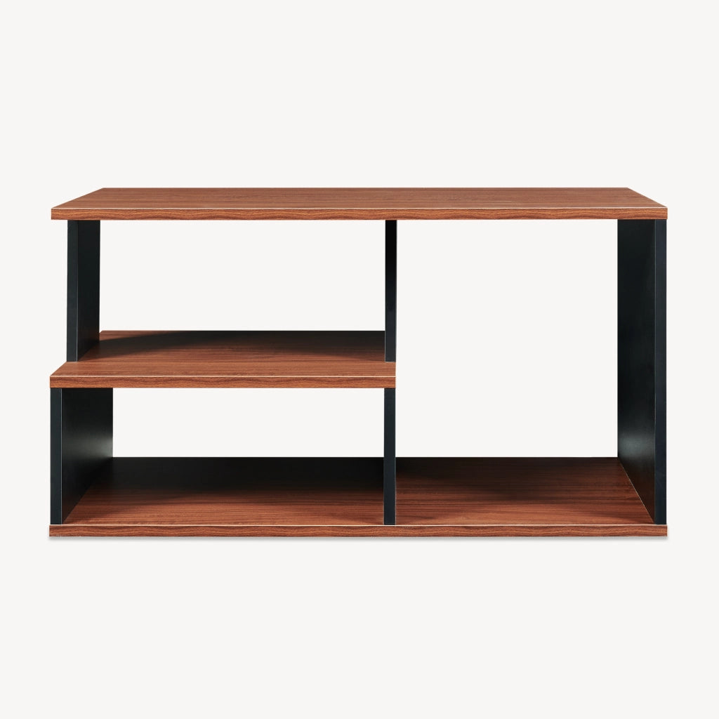 Tavolino da Salotto Trond con 3 Vani Aperti 80 x 40 x 42 cm - Nero/Effetto Noce [en.casa]