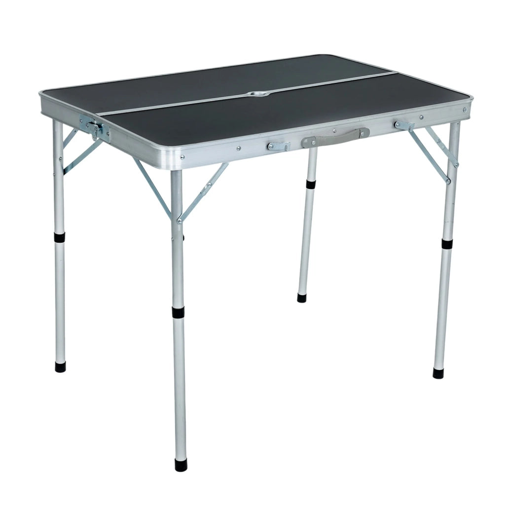 Tavolo da Campeggio ROI con 2 Panche Pieghevoli, Colore Nero