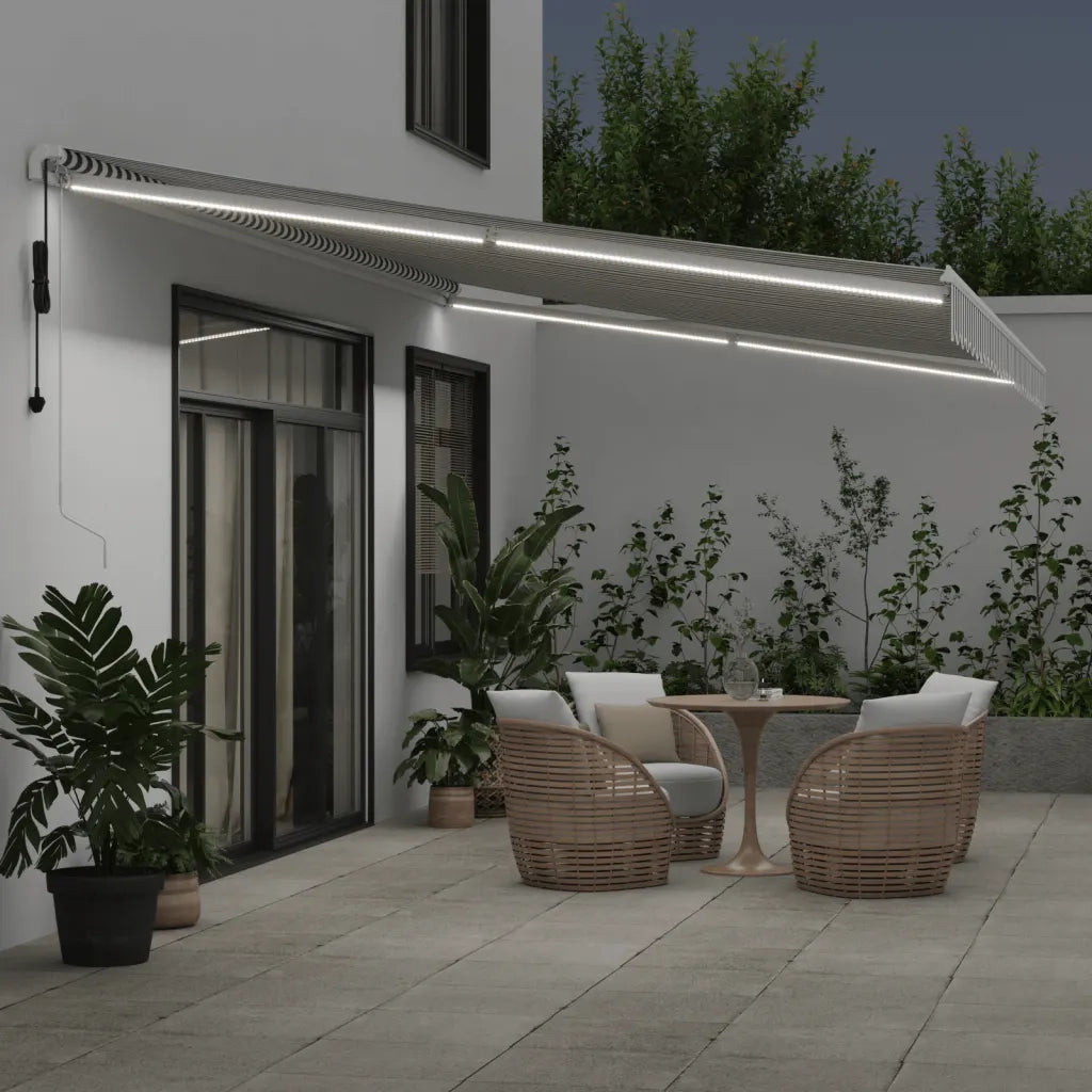 Tenda Retrattile Automatica LED Antracite e Bianco 600x350 cm 3215807