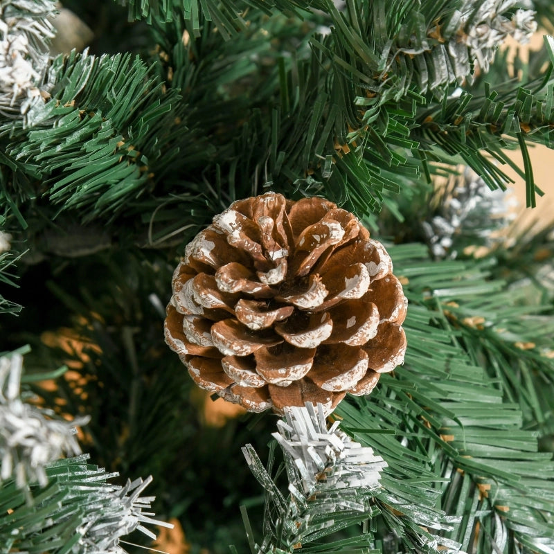 Albero di Natale artificiale da 180 cm, a forma di pino, con 59 pigne, neve e 1111 punte, per uso interno.