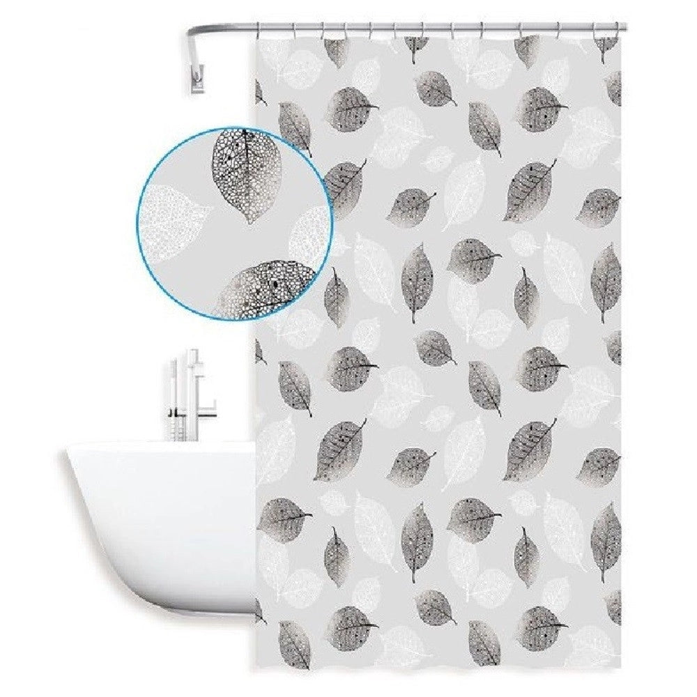 Trade Shop - Tenda Doccia Vasca Bagno 240 X 200cm Peva Fantasia Con Foglie Impermeabile 59808 -