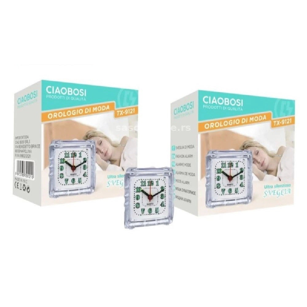 Trade Shop - Orologio Sveglia Analogica Luce Notturna Tx-9121 Allarme Tavolo Camera Silenziosa -