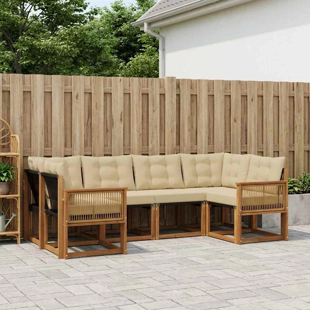 Set di divani da esterno 6 pz Naturale e Beige 3382181