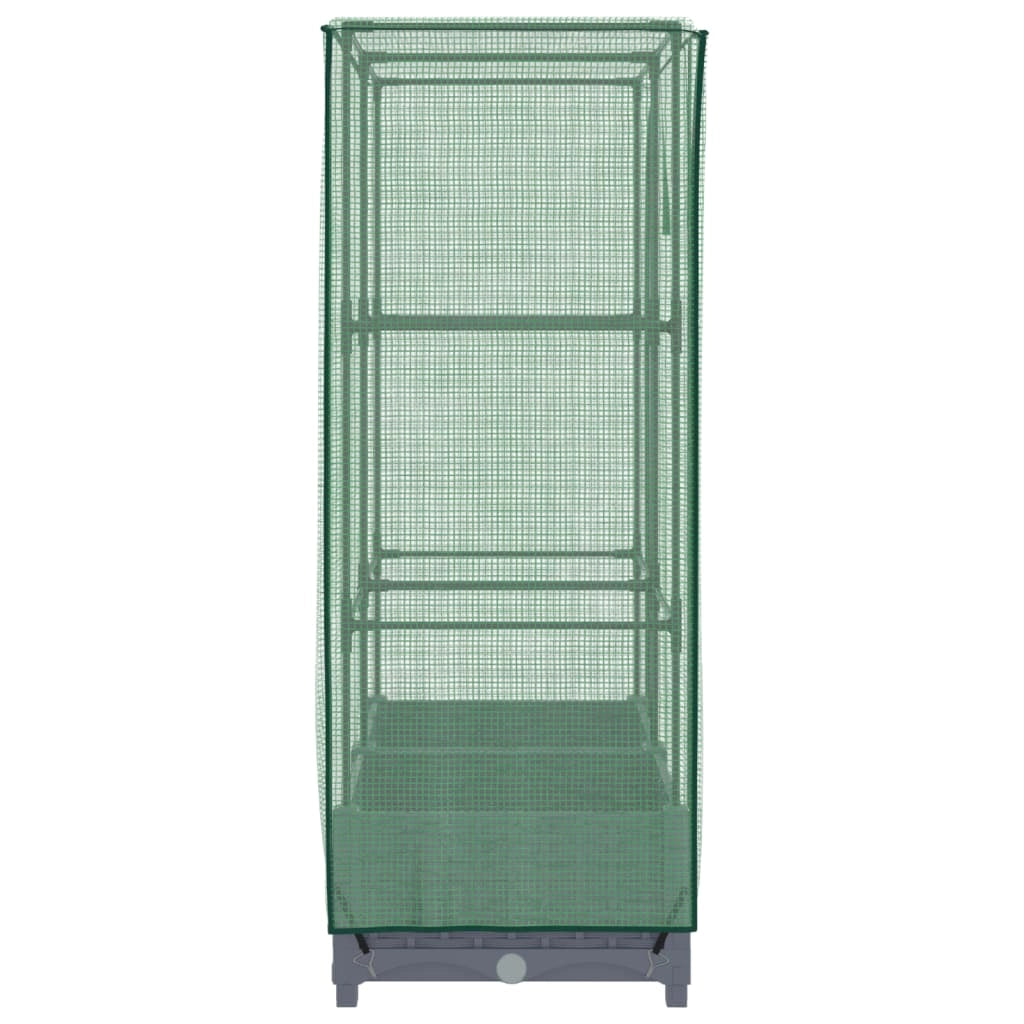 Aiuola rialzata/fioriera con copertura effetto rattan 80 x 40 x 123 cm blu/grigio 02_0038786