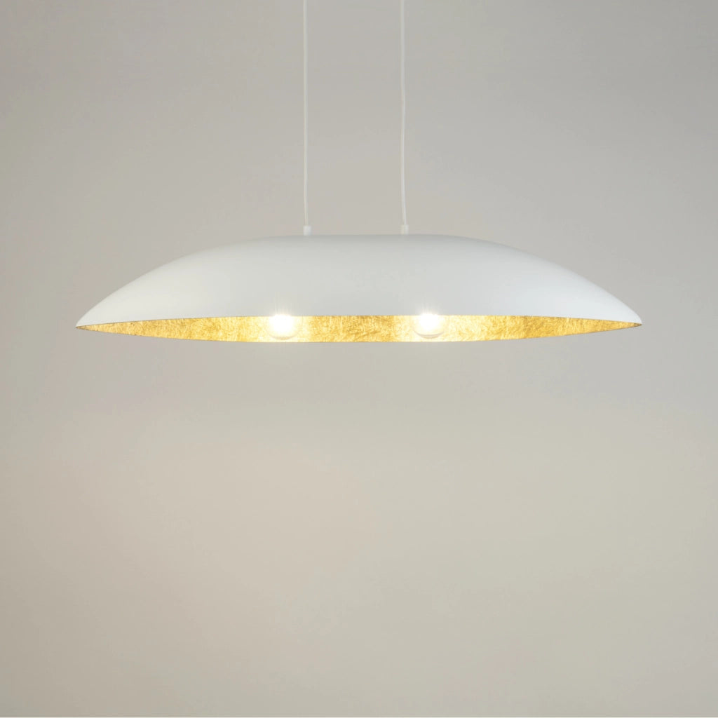 Lampada a sospensione Gondola bianco oro 2xE27 Sigma