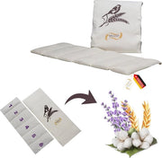 Cuscino termoisolante 52 x 20 cm - Tarlo naturale e lavanda, per collo, schiena e spalle, copertura rimovibile in cotone