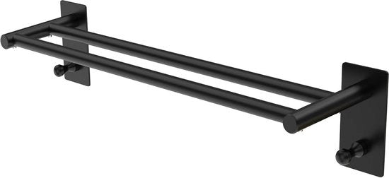 Maniglione autoadesivo per bagno e cucina - fissaggio alla parete - acciaio inox - due supporti per asciugamano - 40 cm nero Maniglione per asciugamani