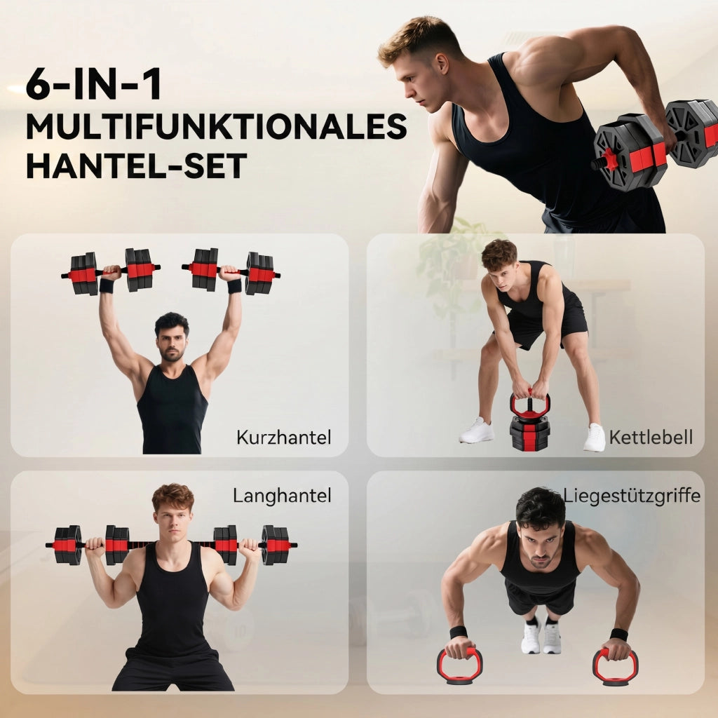 Set Hantel 6 in 1 ¨C zephmum ¨C Hantel regolabile 20 kg