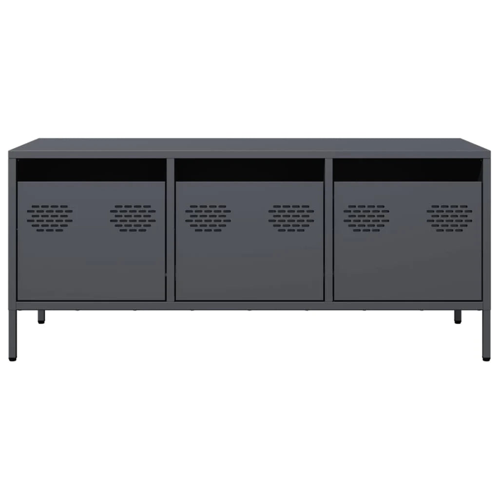 Mobile TV multimediale scaffale TV credenza mobile TV sala da pranzo soggiorno camera da letto 101,5 x 39 x 43,5 cm acciaio laminato a freddo antracite 02_0026387