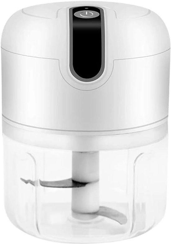 Mini trituratore di aglio elettrico, macchina da cucina, trituratore portatile a batteria, con funzione di ricarica USB, adatto per verdure, peperoni, frutta, zenzero, alimenti per bambini e spezie, 250 ml (bianco).