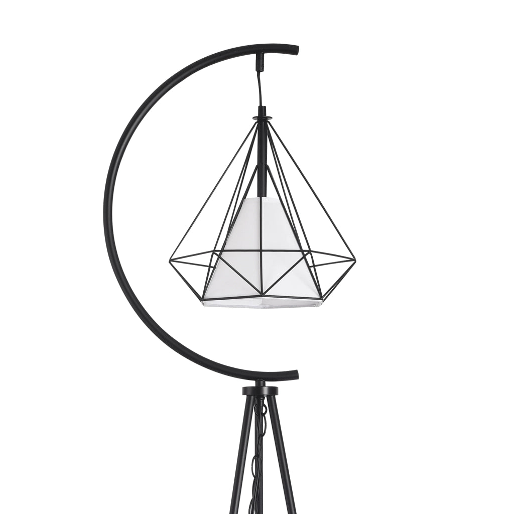Lampada da Terra Austell Paralume Pendente in Gabbia a Diamante Tripode Nero lux.pro
